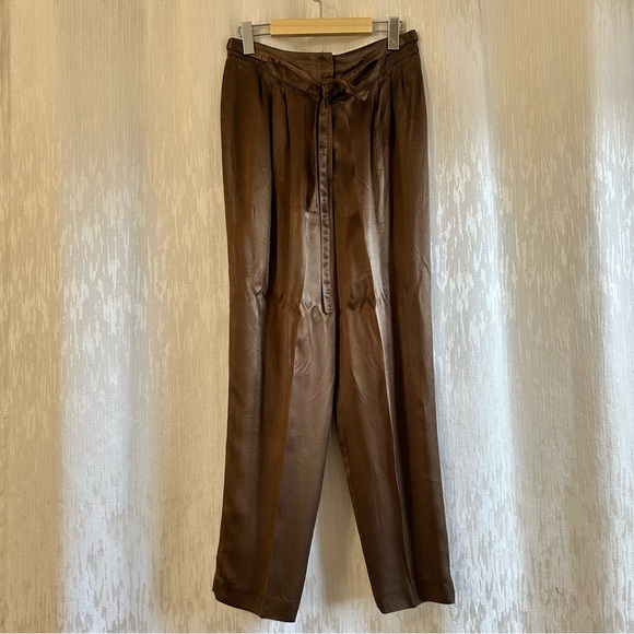 Vintage metallic gold, satin pleated trousers - Picture 1 of 11